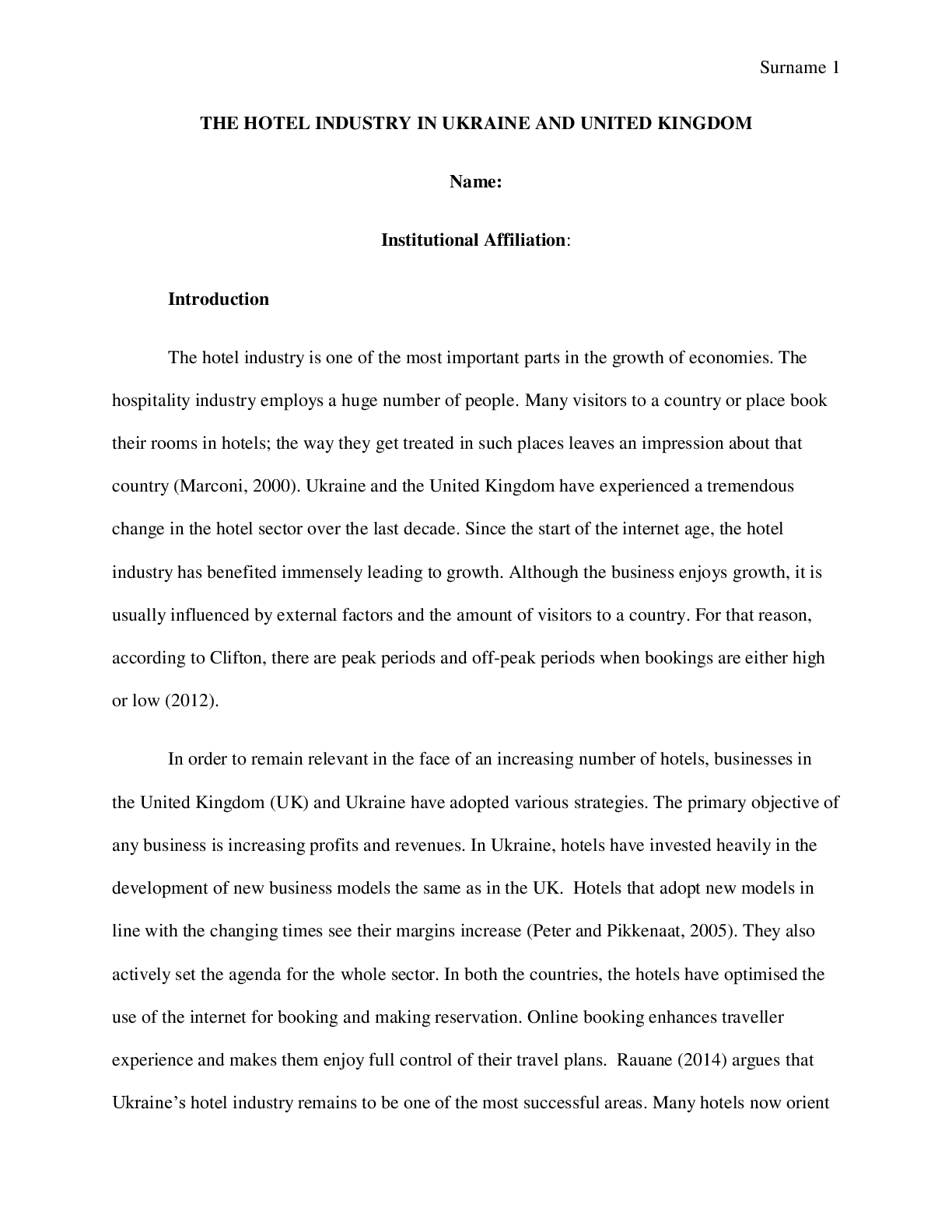 Preview image for THE HOTEL INDUSTRY IN UKRAINE AND UNITED KINGDOM